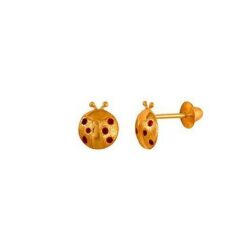 BRINCO infantil joaninha OURO 18K, RUBIS