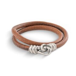 BRACELETE ROSSO COURO MARRON FECHO STEEL