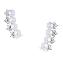 EARCUFF PÉROLAS E DIAMANTES EM OURO BRANCO
